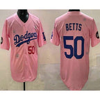Los Angeles Dodgers #50 Mookie Betts Pink Puhics 2025 Tokyo Series Limited Jersey