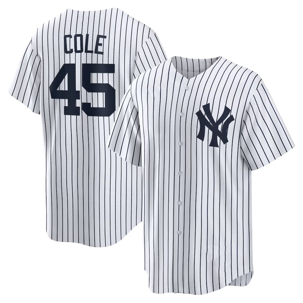 New York Yankees #45 Gerrit Cole White Puhics Home Replica Player Name Jersey 2