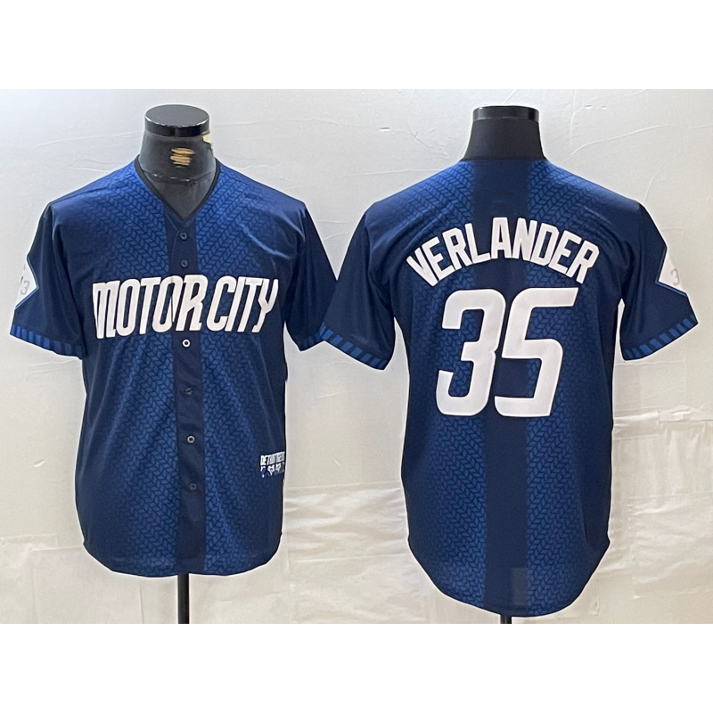 Detroit Tigers #35 Justin Verlander Navy Puhics 2024 City Connect Cool Base Limited Stitched Jersey