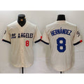 Los Angeles Dodgers #8 Kike Hernandez Number Cream Puhics 2024 City Connect Limited Stitched Jerseys