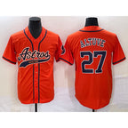 Houston Astros #27 Jose Altuve Orange Puhics With Patch Cool Base Stitched Jersey