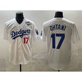 Los Angeles Dodgers #17 Shohei Ohtani White Puhics 2025 World Series Home Limited Stitched Jersey