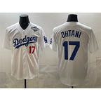 Los Angeles Dodgers #17 Shohei Ohtani White Puhics 2025 World Series Home Limited Stitched Jersey