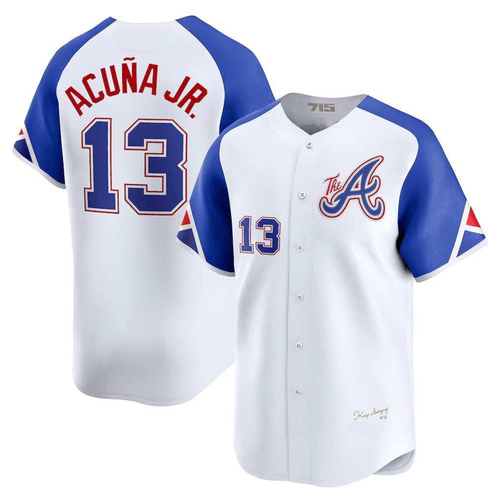 Atlanta Braves #13 Ronald Acu?a Jr. White Puhics City Connect Limited Player Jersey