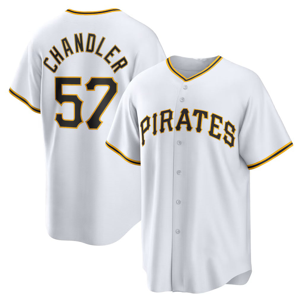 Pittsburgh Pirates #57 Bubba Chandler White Puhics Home Replica Jersey