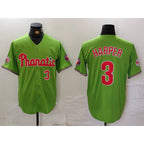 Philadelphia Phillies #3 Bryce Harper Number Green Puhics With Patch Stitched Cool Base Jersey