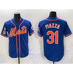 New York Mets #31 Mike Piazza Blue Puhics With Patch Cool Base Stitched Jersey