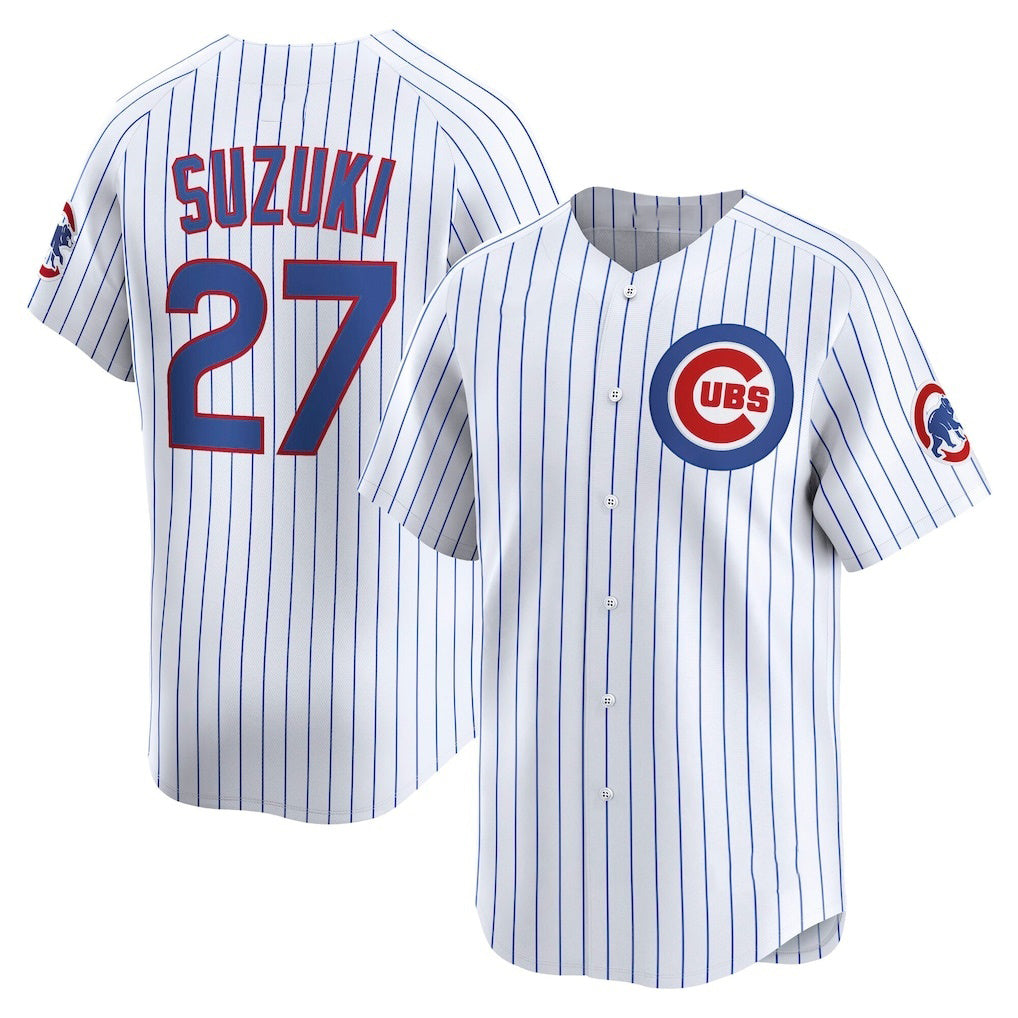 Chicago Cubs #27 Seiya Suzuki White Puhics Home Limited Player Jersey