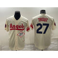 Los Angeles Angels #27 Mike Trout Number Cream Puhics 2022 City Connect Cool Base Stitched Jersey