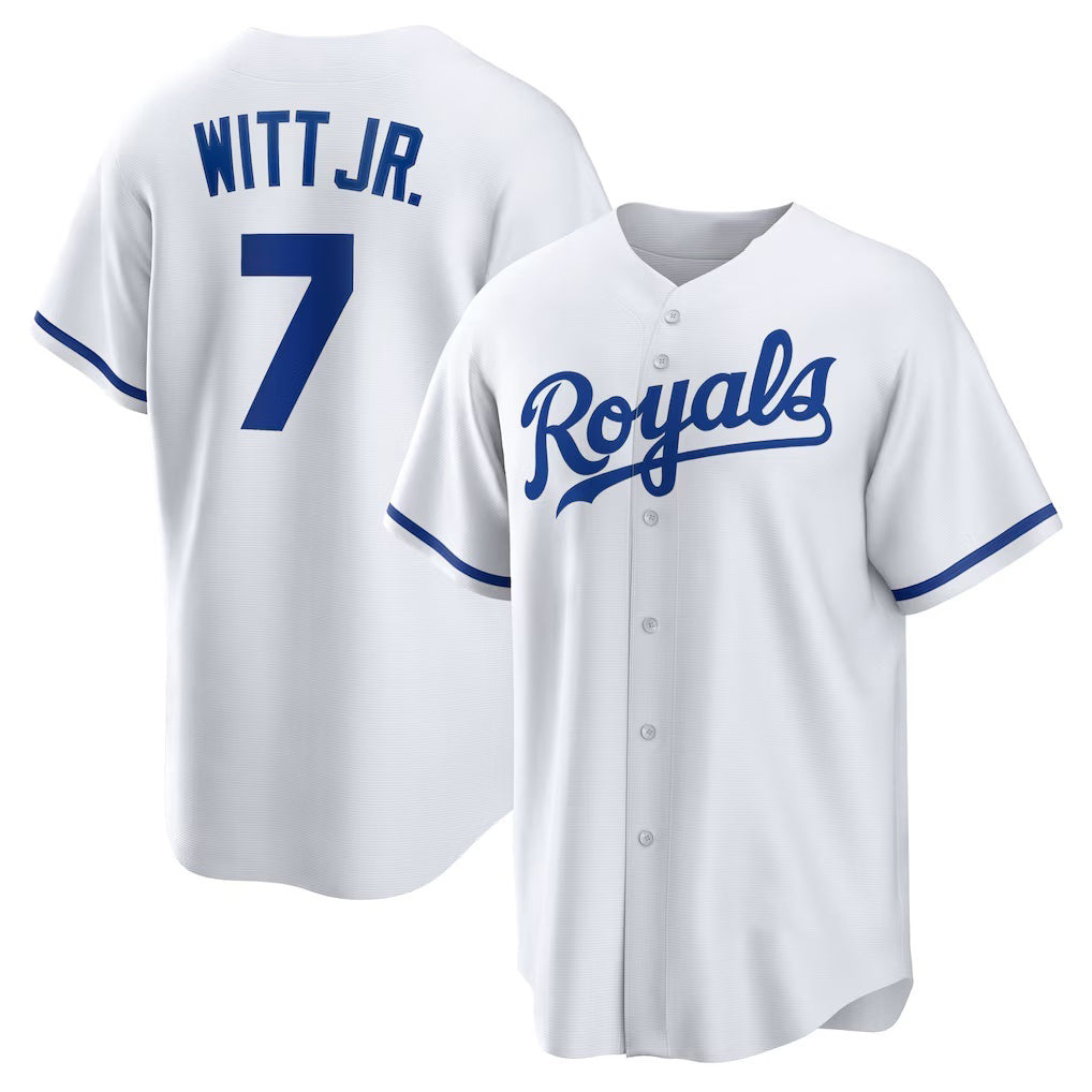 Kansas City Royals #7 Bobby Witt Jr. White Puhics Home Replica Player Jersey
