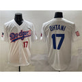 Los Angeles Dodgers #17 Shohei Ohtani White Puhics With American Flag Patch Limited Stitched Jersey