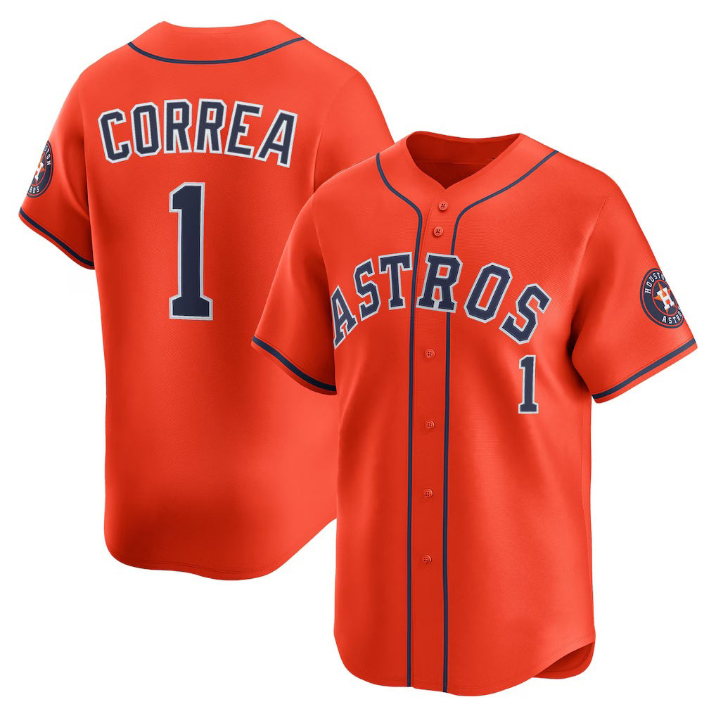 Houston Astros #1 Carlos Correa Orange Puhics Alternate Limited Player Jersey