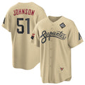 Arizona Diamondbacks #51 Randy Johnson Gold Puhics 2023 World Series City Connect Cool Base Stitched Jersey
