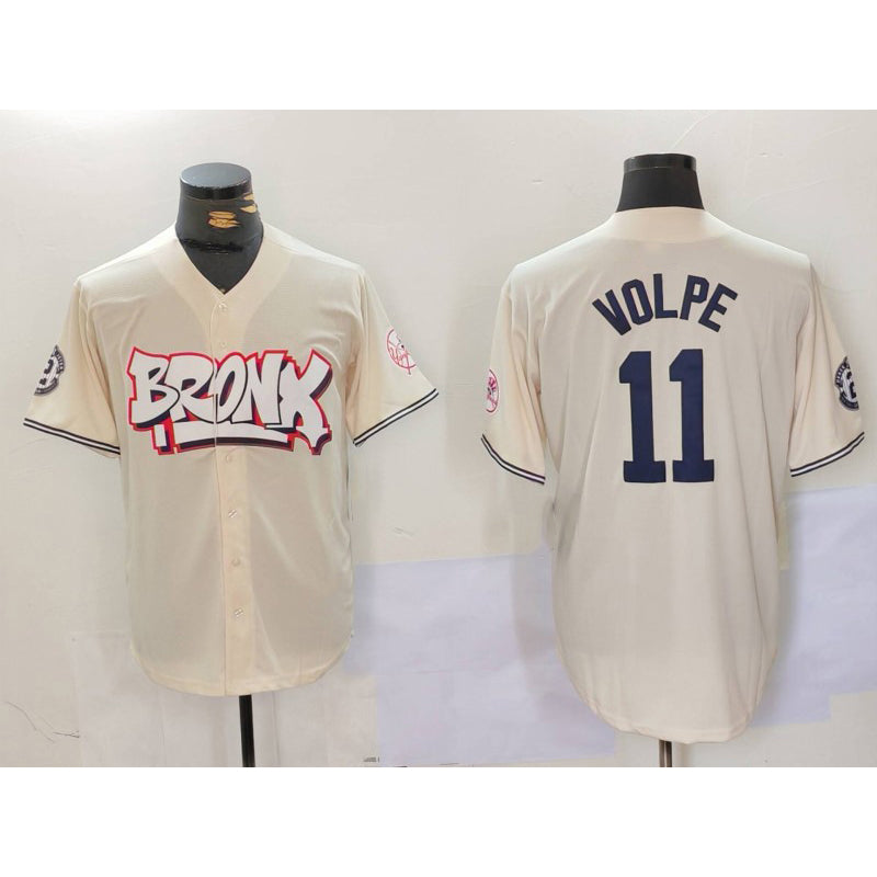 New York Yankees #11 Anthony Volpe Cream Puhics Limited Stitched Jersey 2