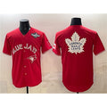 Toronto Blue Jays & Leafs Red Puhics 2025 World Series With White Leafs Logo Cool Base Stitched Jersey