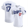 Los Angeles Dodgers #17 Shohei Ohtani White Puhics 2025 World Series Cool Base Sttiched Jersey