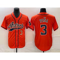 Houston Astros #3 Jeremy Pena Number Orange Puhics With Patch Cool Base Stitched Jersey
