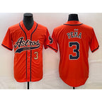 Houston Astros #3 Jeremy Pena Number Orange Puhics With Patch Cool Base Stitched Jersey