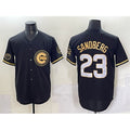 Chicago Cubs #23 Ryne Sandberg Black Puhics Gold 'Ryne Sandberg Tribute' Vapor Limited V2 Stitched Jersey