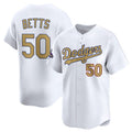 Los Angeles Dodgers #50 Mookie Betts White Puhics 2025 Gold Collection Limited Stitched Jersey