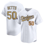 Los Angeles Dodgers #50 Mookie Betts White Puhics 2025 Gold Collection Limited Stitched Jersey