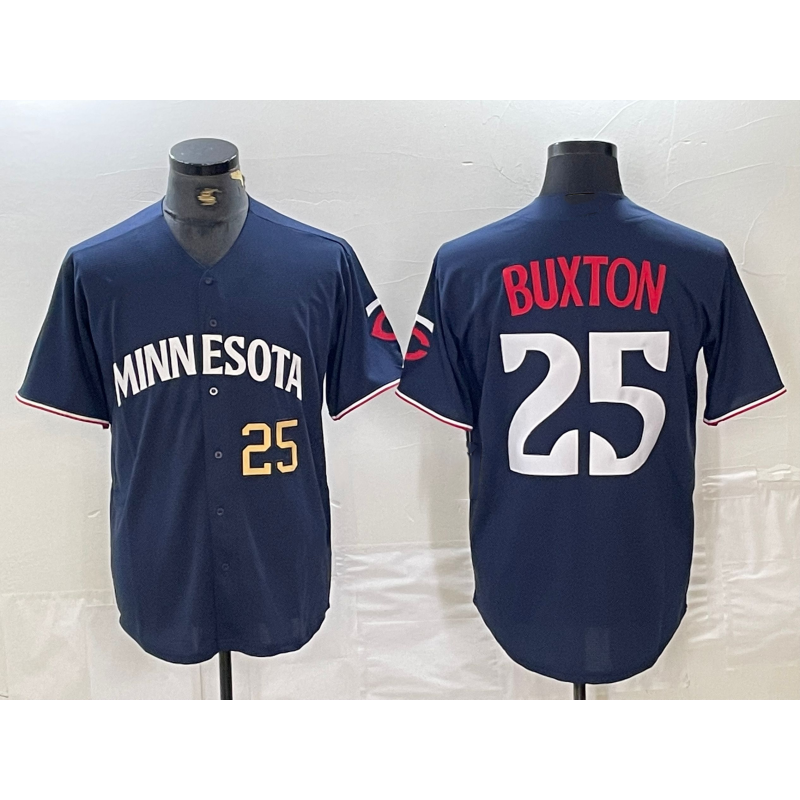 Minnesota Twins #25 Byron Buxton Number 2023 Navy Blue Puhics Cool Base Stitched Jerseys
