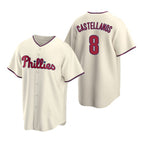 Philadelphia Phillies #8 Nick Castellanos Cream Puhics Cool Base Stitched Jersey