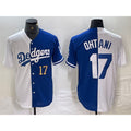 Los Angeles Dodgers #17 Shohei Ohtani Number White Blue Puhics Two Tone Stitched Jerseys