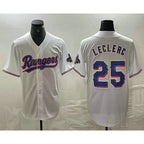 Texas Rangers #25 Jose Leclerc White Puhics 2024 Gold Collection Limited Cool Base Jersey