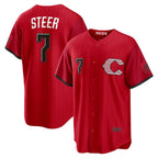 Cincinnati Reds #7 Spencer Steer Red Puhics 2026 City Connect Stadium Jersey