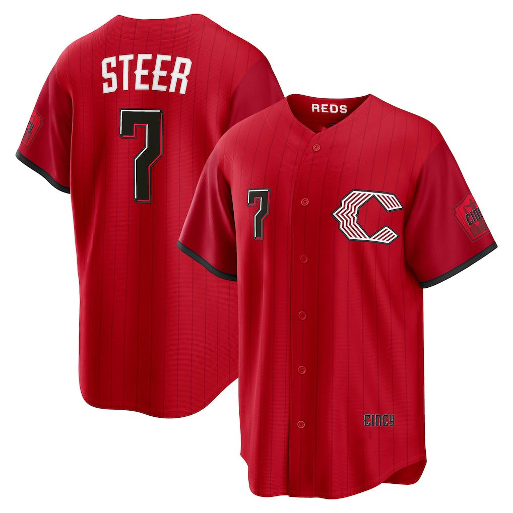 Cincinnati Reds #7 Spencer Steer Red Puhics 2026 City Connect Stadium Jersey