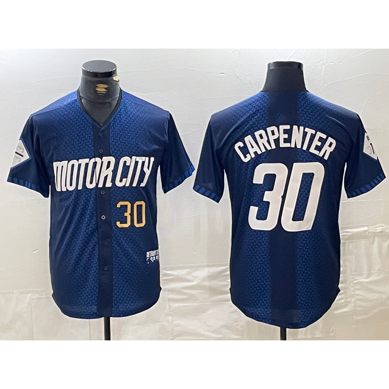 Detroit Tigers #30 Kerry Carpenter Number 2024 Navy Puhics City Connect Cool Base Limited Stitched Jersey 2