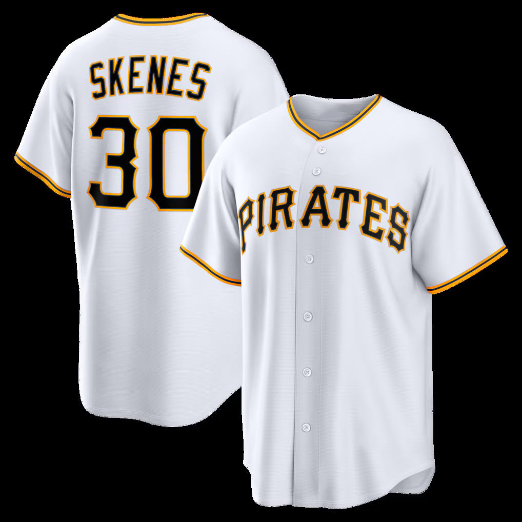 Pittsburgh Pirates #30 Paul Skenes White Puhics Home Replica Jersey