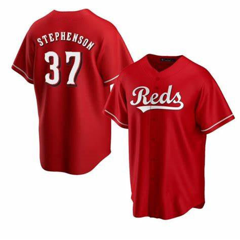 Cincinnati Reds #37 Tyler Stephenson Red Puhics Cool Base Jersey