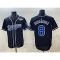 Los Angeles Dodgers #8 Enrique Hern¨¢ndez Black Puhics Fashion 2025 World Series Cool Base Stitched Jersey