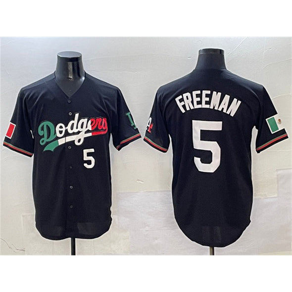 Los Angeles Dodgers #5 Freddie Freeman Black Puhics Mexico Flag Limited Stitched Jersey