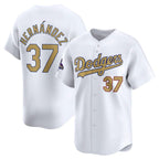 Los Angeles Dodgers #37 Teoscar Hernandez White Puhics 2025 Gold Collection Limited Stitched Jersey