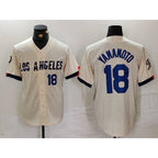 Los Angeles Dodgers #18 Yoshinobu Yamamoto Number Cream Puhics 2024 City Connect Limited Stitched Jersey 2