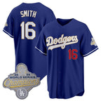 Los Angeles Dodgers #16 Will Smith Royal Puhics 2026 Alternate Gold Collection Stadium Stitched Jersey