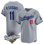 Los Angeles Dodgers #11 Roki Sasaki Gray Puhics 2025 World Series Stitched Jersey