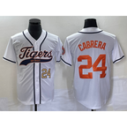 Detroit Tigers #24 Miguel Cabrera Number White Puhics Cool Base Stitched Jersey