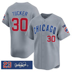 Chicago Cubs #30 Kyle Tucker Gray Puhics 'Ryne Sandberg Tribute' Vapor Limited V3 Stitched Jersey