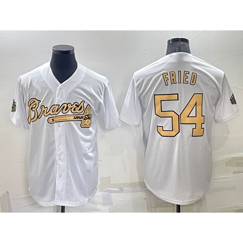 Atlanta Braves #54 Max Fried White Puhics 2022 All Star Stitched Cool Base Jersey