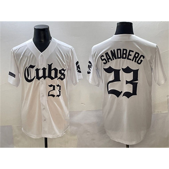 Chicago Cubs #23 Ryne Sandberg White Puhics 'Gothic North Side Edition' Vapor Premier Limited Stitched Jersey