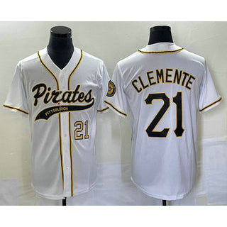 Pittsburgh Pirates #21 Roberto Clemente Number White Puhics Cool Base Stitched Jersey