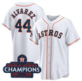 Houston Astros #44 Yordan Alvarez White Puhics 2022 World Series Champions Home Stitched Jersey