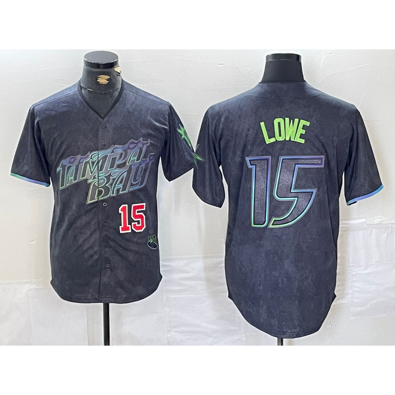 Tampa Bay Rays #15 Josh Lowe Number Charcoal Puhics 2024 City Connect Limited Stitched Jerseys