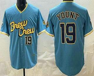 Milwaukee Brewers #19 Robin Yount Powder Blue Puhics Limited Jersey