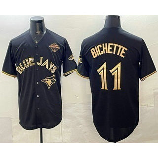 Toronto Blue Jays #11 Bo Bichette Black Gold Puhics 2025 American League Champions Limited Stitched Jersey