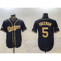 Los Angeles Dodgers #5 Freddie Freeman Black Gold Puhics 2024 World Series Champions Limited Stitched Jersey
